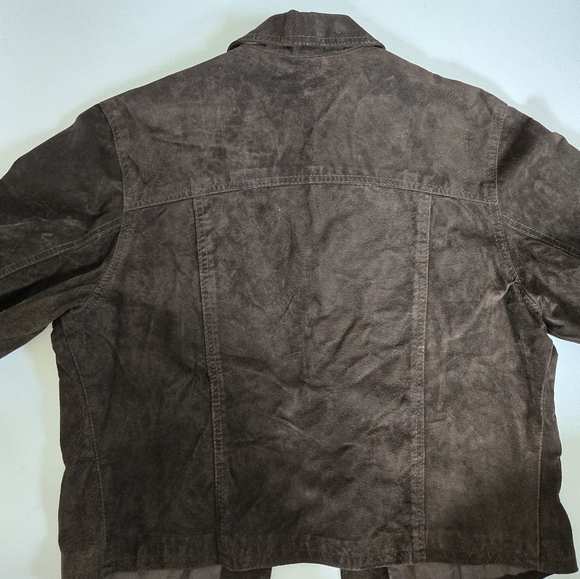 VTG Cuir Zebra brown leather suede trucker jacket size women L men M - Picture 12 of 12